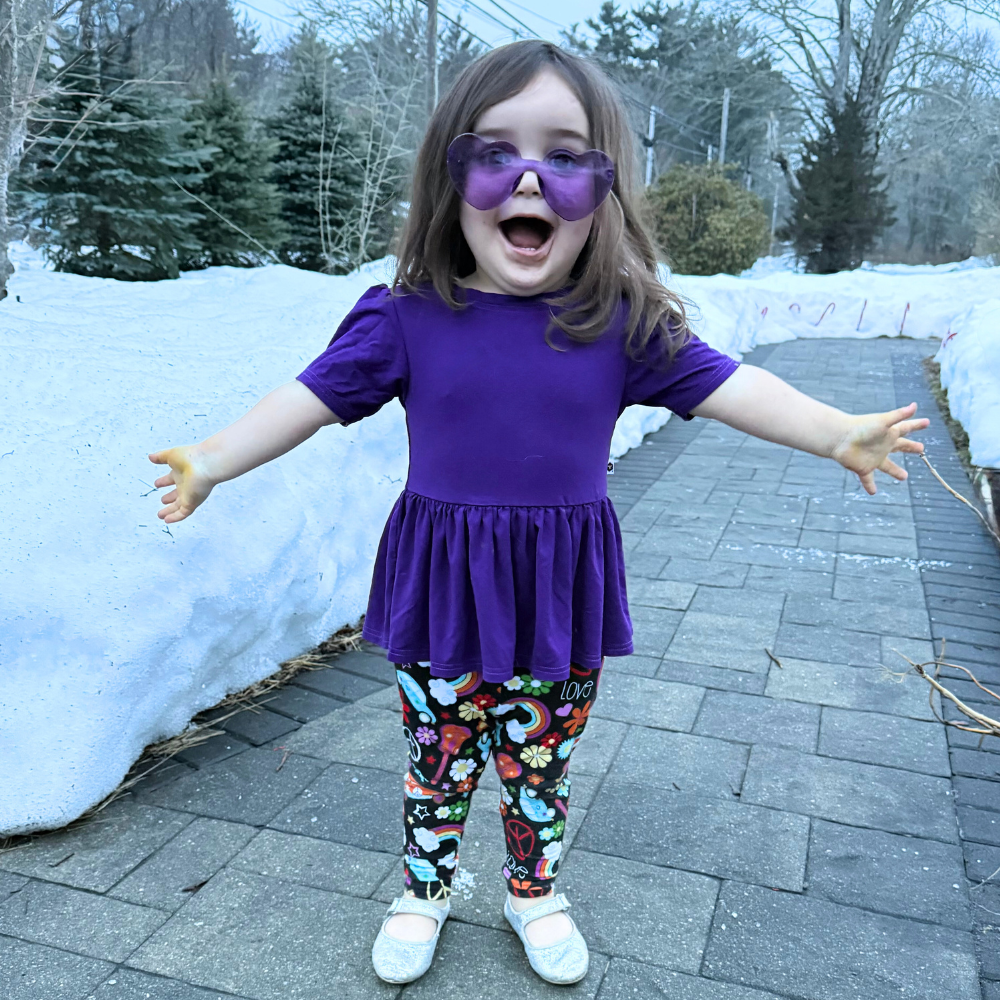 Bamboo Short Sleeve Peplum Top in Amethyst