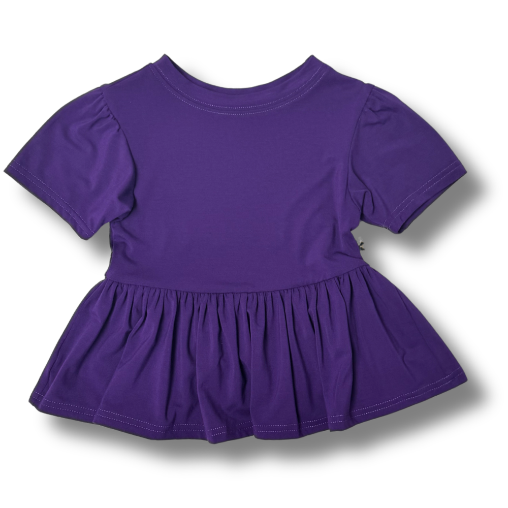 Bamboo Short Sleeve Peplum Top in Amethyst