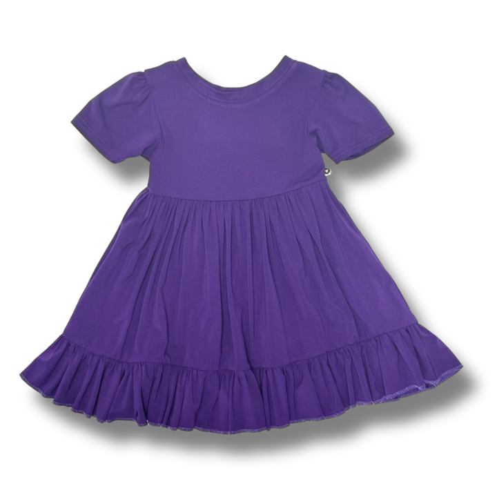 Bamboo Short Sleeve Twirl Dress in Amethyst
