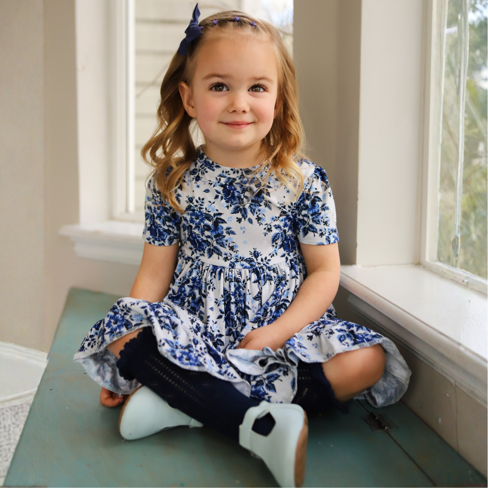 Bamboo Short Sleeve Twirl Dress in Anastasia