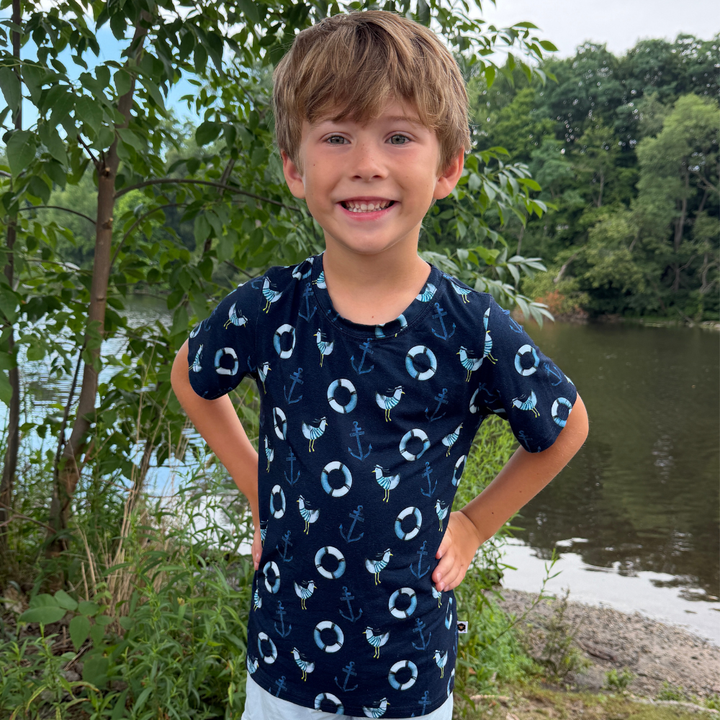Bamboo Short Sleeve Crew Neck Tee in Seas The Day