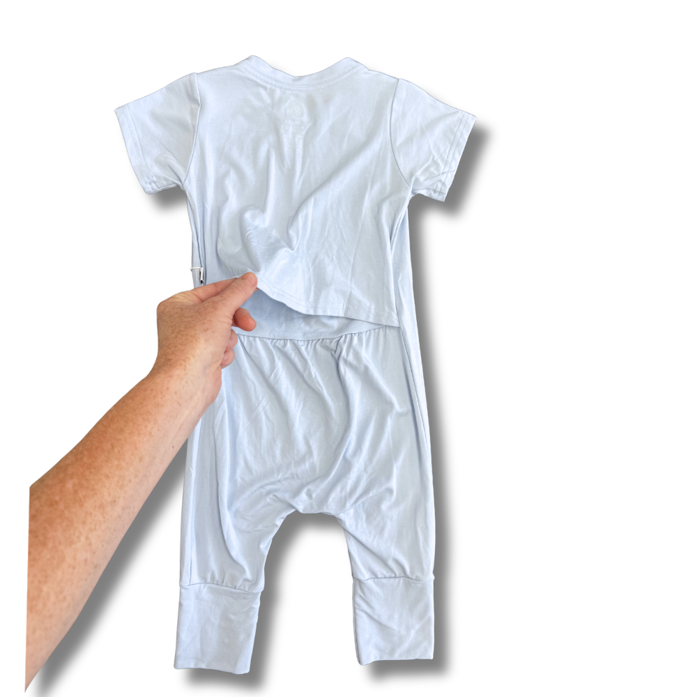 Bamboo Short Sleeve Romper in Baby Blue