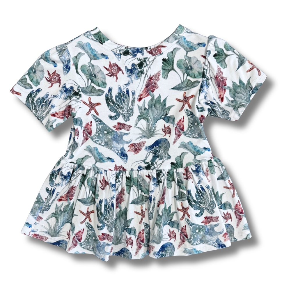 Bamboo Short Sleeve Peplum Top in Catch Some Rays