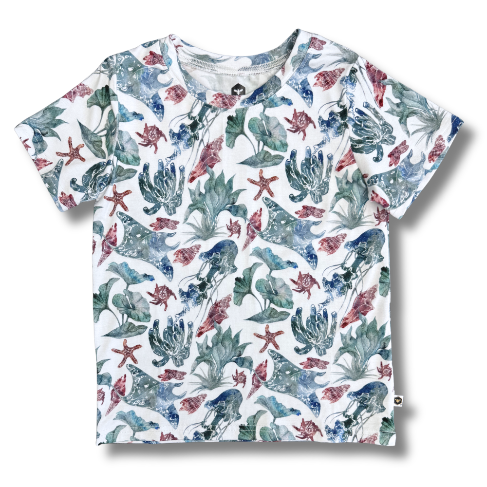 Bamboo Short Sleeve Crew Neck Tee in Catch Some Rays