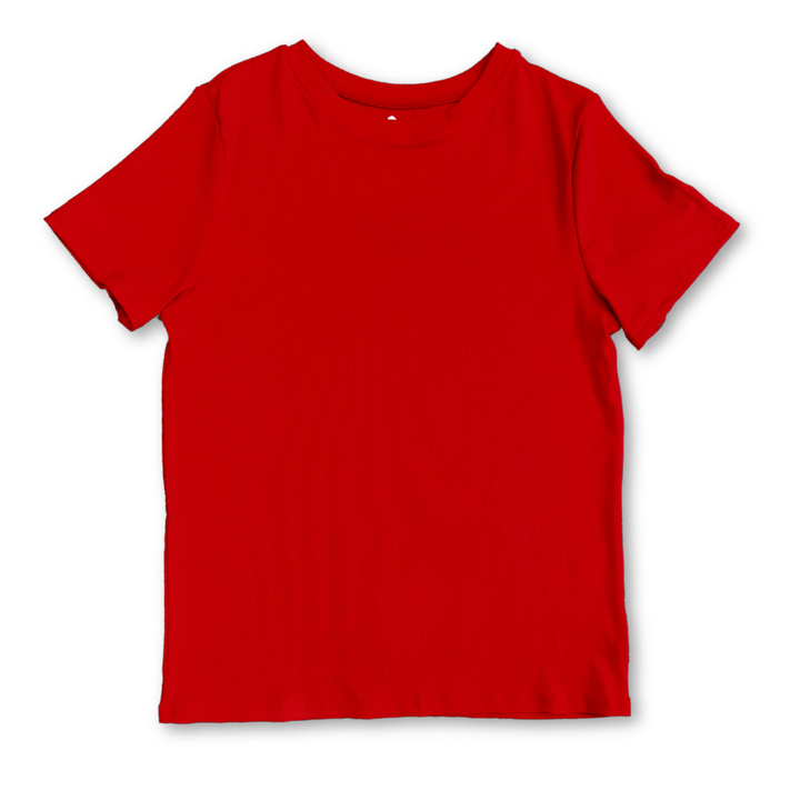 Bamboo Adult Short Sleeve Crew Neck Tee in Ribbed Cherry Red