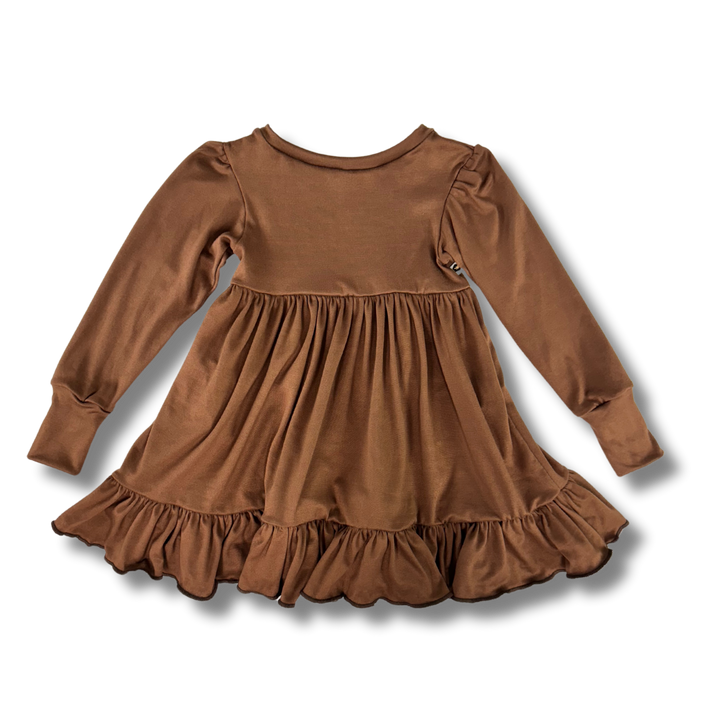 Long Sleeve Twirl Dress - Chocolate