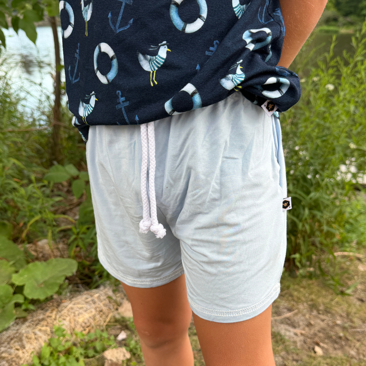 Bamboo Jogger Shorts in Baby Blue