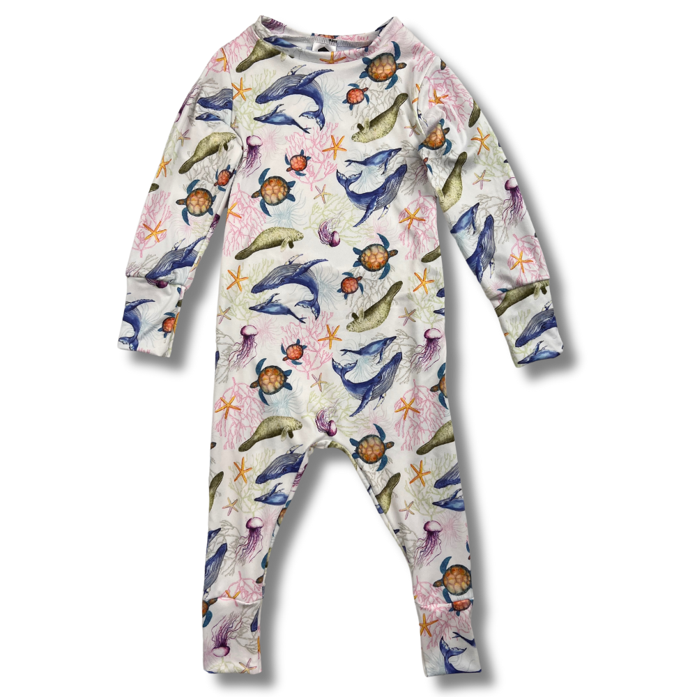 Long Sleeve Romper - Deep Seas