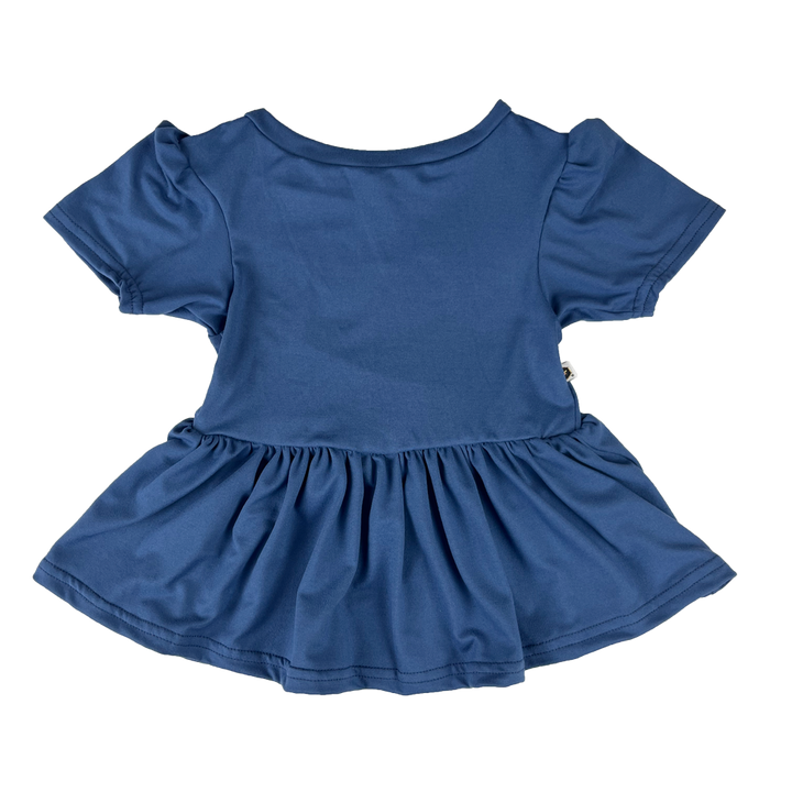 Short Sleeve Peplum Top - Denim