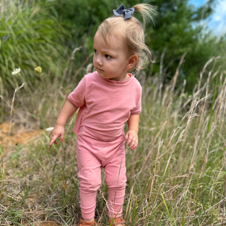 Naturals - Short Sleeve Romper - Dusty Pink