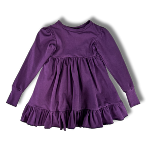 Naturals - Long Sleeve Twirl Dress - Eggplant