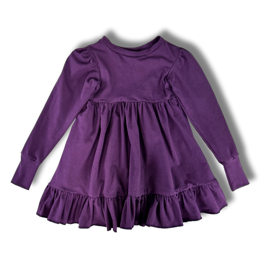 Naturals - Long Sleeve Twirl Dress - Eggplant