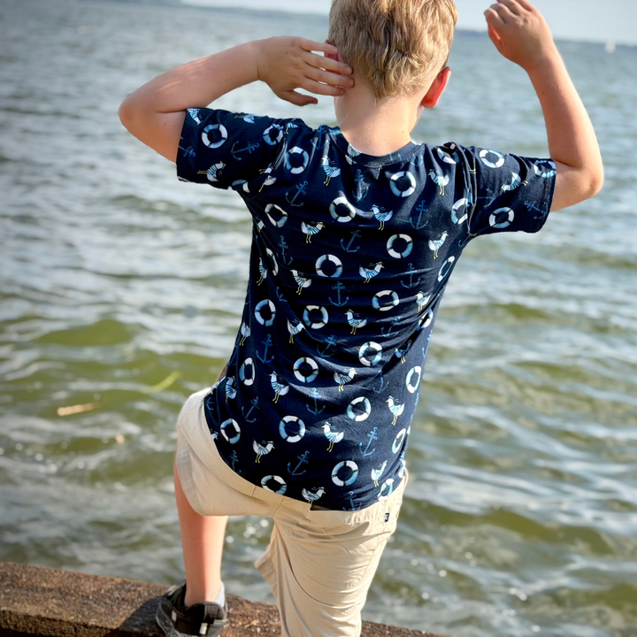 Bamboo Short Sleeve Crew Neck Tee in Seas The Day