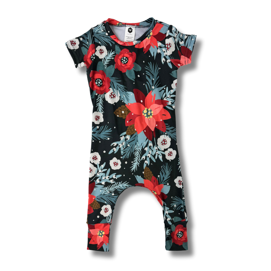 Short Sleeve Romper - Flor de Nochebuena