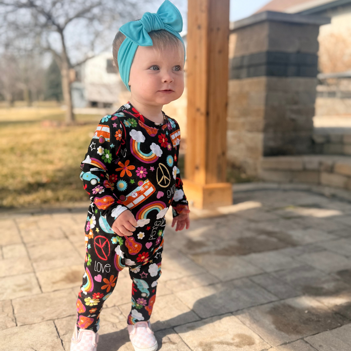 Bamboo Long Sleeve Romper in Groovy