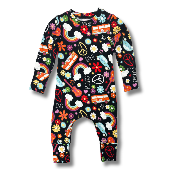 Bamboo Long Sleeve Romper in Groovy