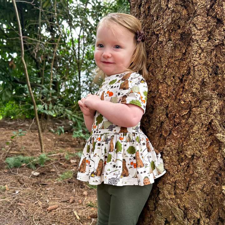 Bamboo Short Sleeve Peplum Top in Happy Camper
