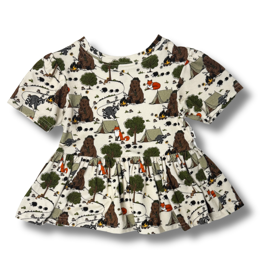 Bamboo Short Sleeve Peplum Top in Happy Camper