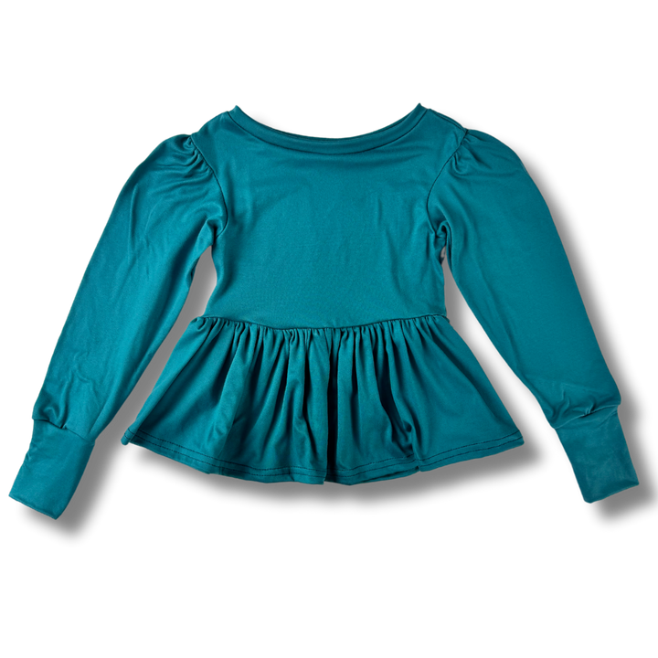 Long Sleeve Peplum Top - Harbour Blue