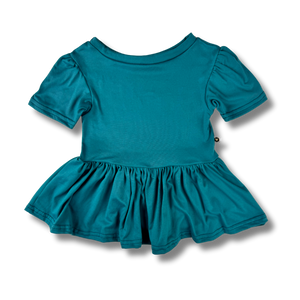 Short Sleeve Peplum Top - Harbour Blue