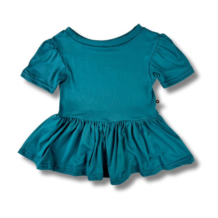 Short Sleeve Peplum Top - Harbour Blue