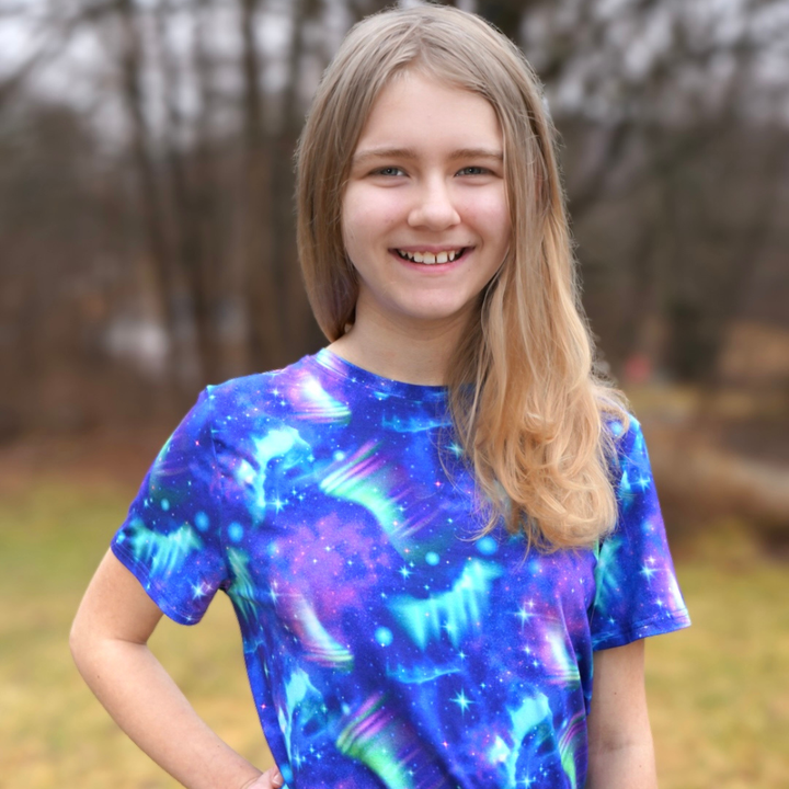 Bamboo Adult Short Sleeve Crew Neck Tee in Ivalo Skies