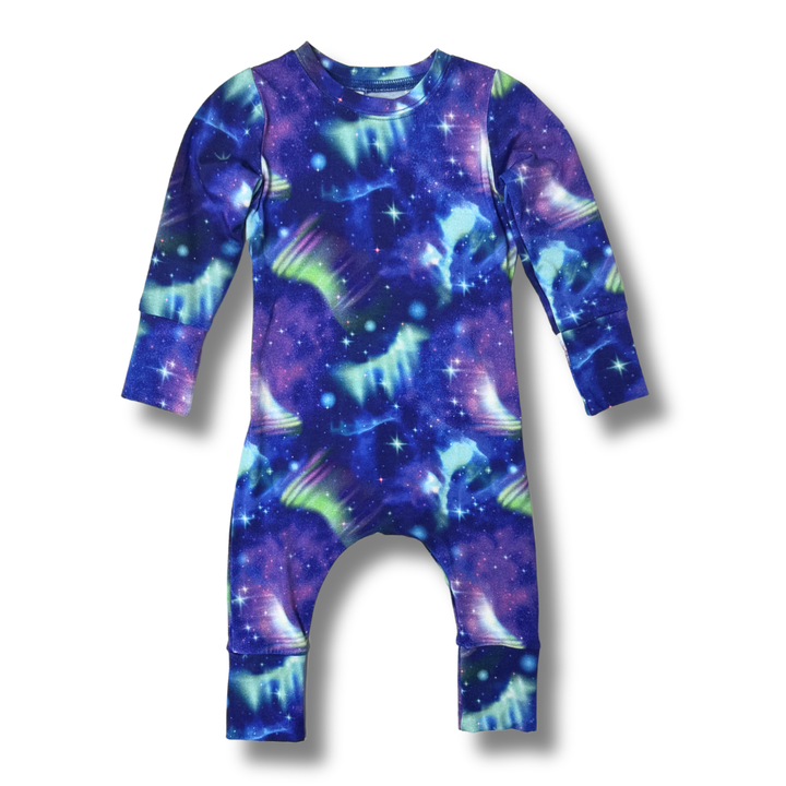 Bamboo Long Sleeve Romper in Ivalo Skies