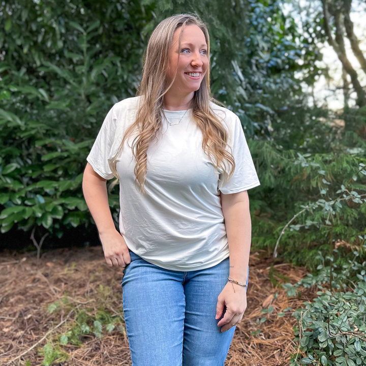 Bamboo Adult Short Sleeve Crew Neck Tee in Ivory