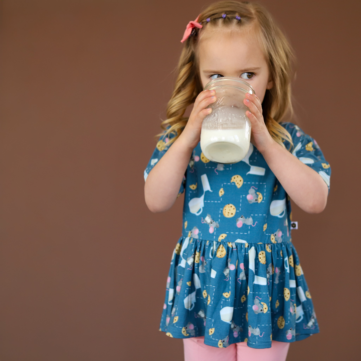 Bamboo Short Sleeve Peplum Top in Just One More Cookie