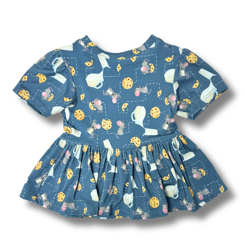 Bamboo Short Sleeve Peplum Top in Just One More Cookie