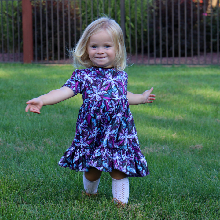Bamboo Short Sleeve Twirl Dress in Light