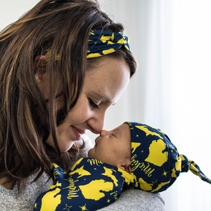 Stretch Swaddle Set  -  Michigan (Blue and Gold)