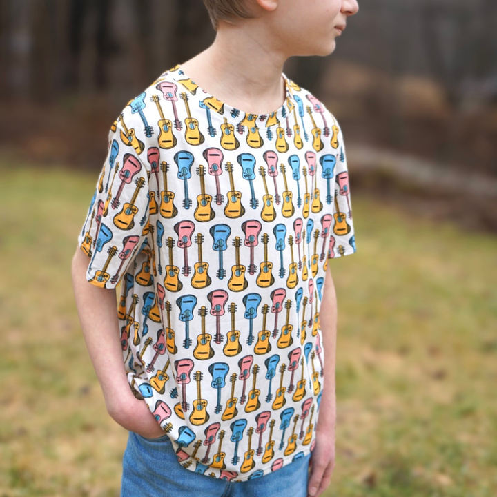 Bamboo Adult Short Sleeve Crew Neck Tee in Music Fest