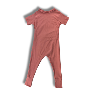 Naturals - Short Sleeve Romper - Dusty Pink