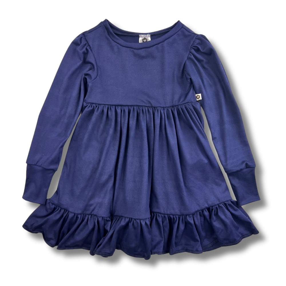 Long Sleeve Twirl Dress - Navy