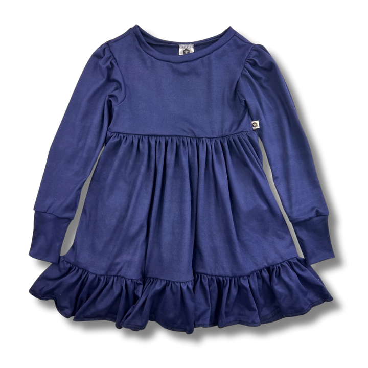 Long Sleeve Twirl Dress - Navy