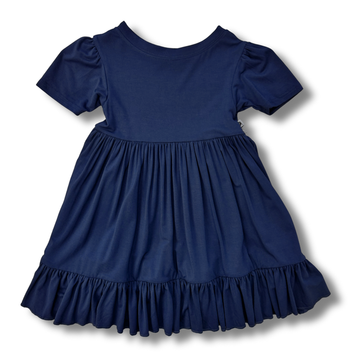 Bamboo Short Sleeve Twirl Dress in Navy