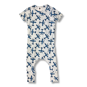 Short Sleeve Romper - Planes