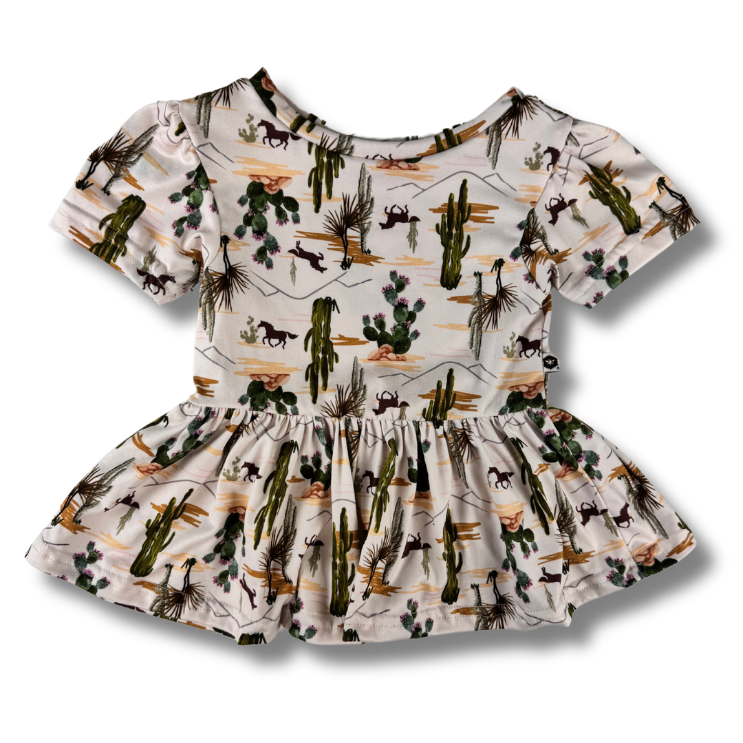 Short Sleeve Peplum Top - Ranch Dressing