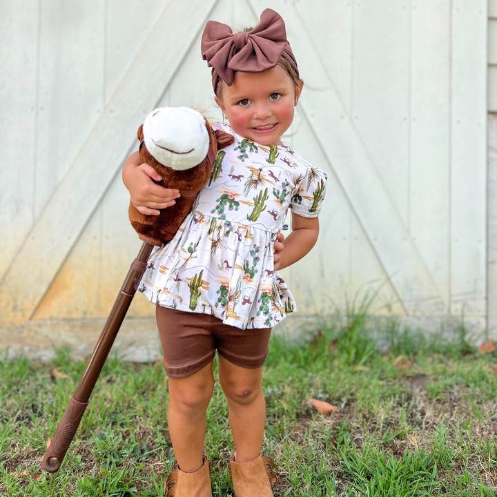 Short Sleeve Peplum Top - Ranch Dressing