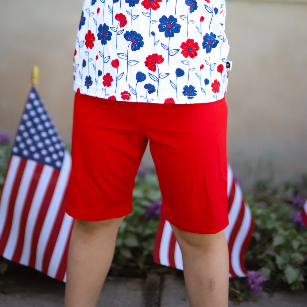 Bamboo Cartwheel Shorts in Cherry Red