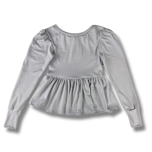 Long Sleeve Peplum Top - Silver