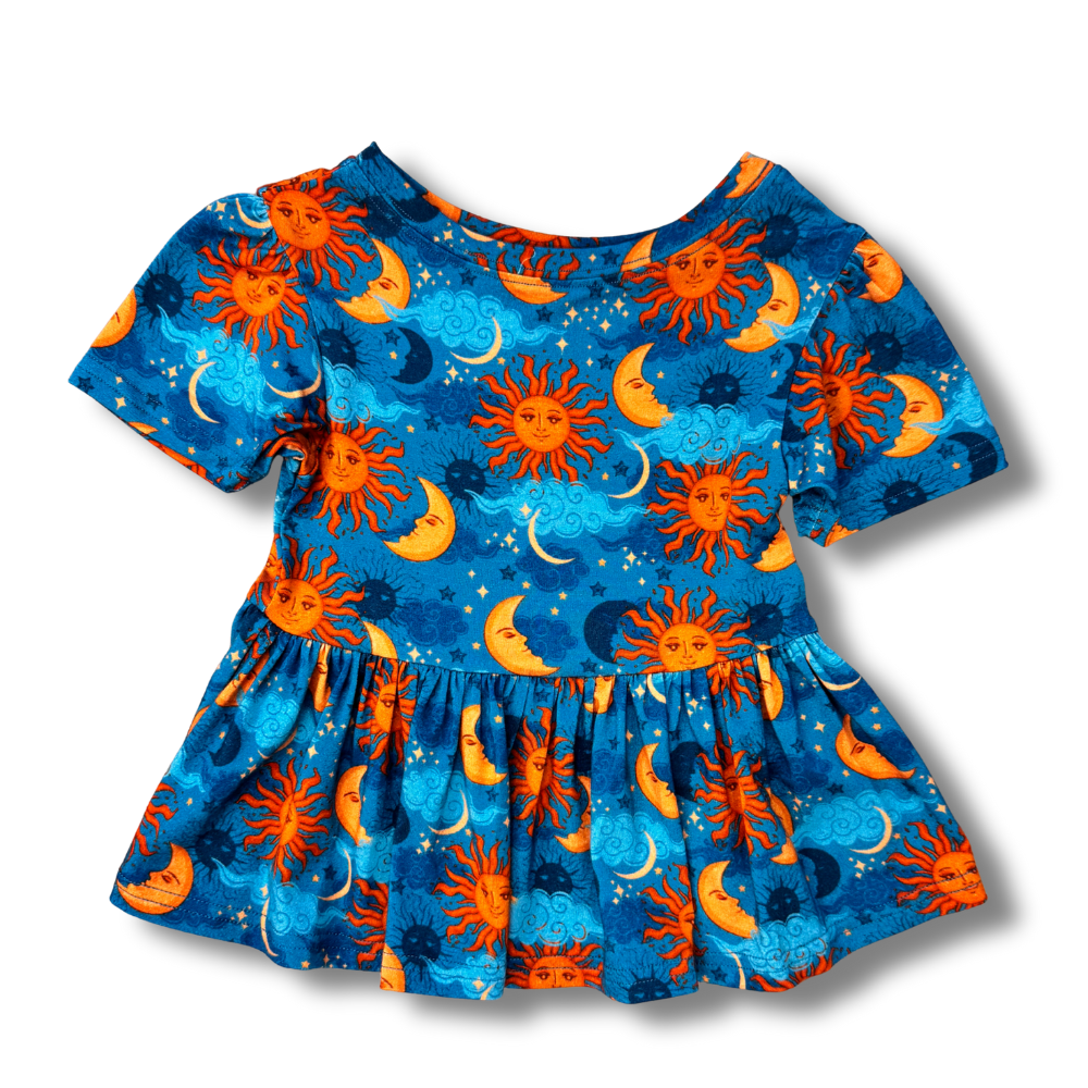 Bamboo Short Sleeve Peplum Top in Sol Mates