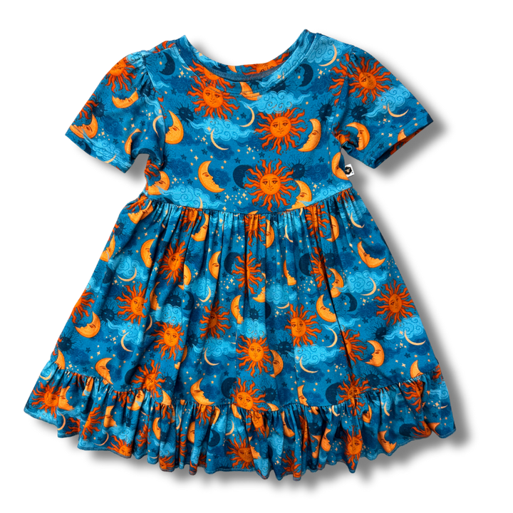 Bamboo Short Sleeve Twirl Dress in Sol Mates