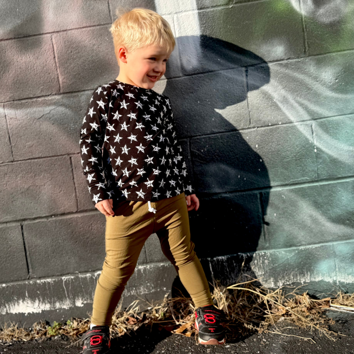 Bamboo Long Sleeve Crew Neck Tee in Star Struck
