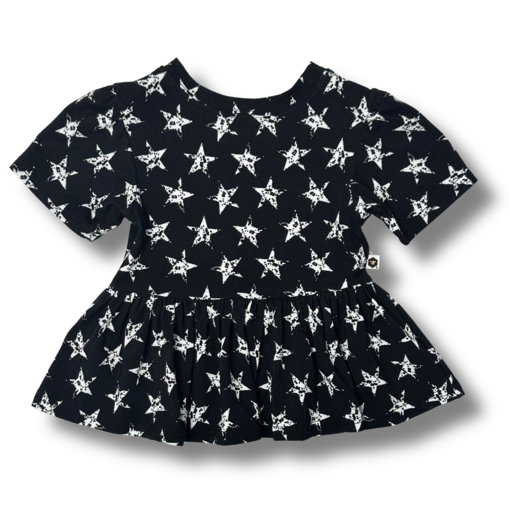 Bamboo Short Sleeve Peplum Top in Star Struck