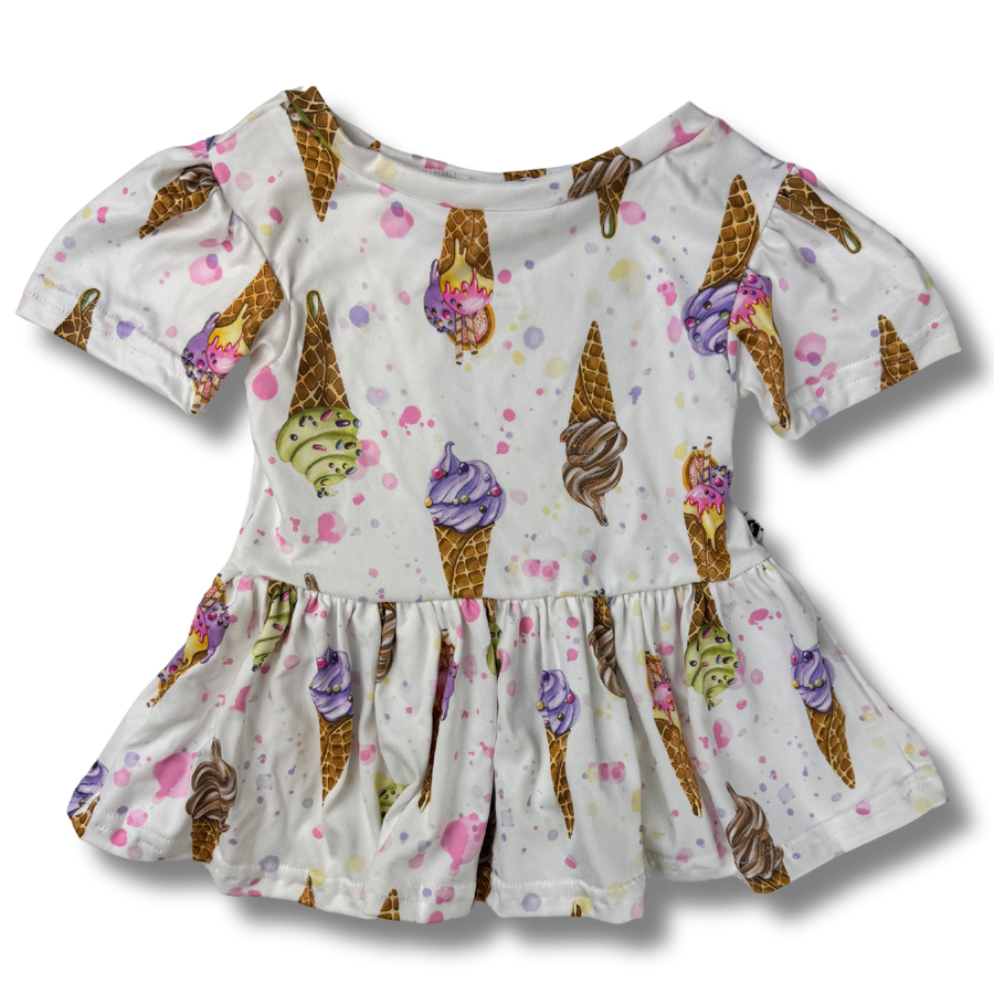 Short Sleeve Peplum Top - Sweet Swirls