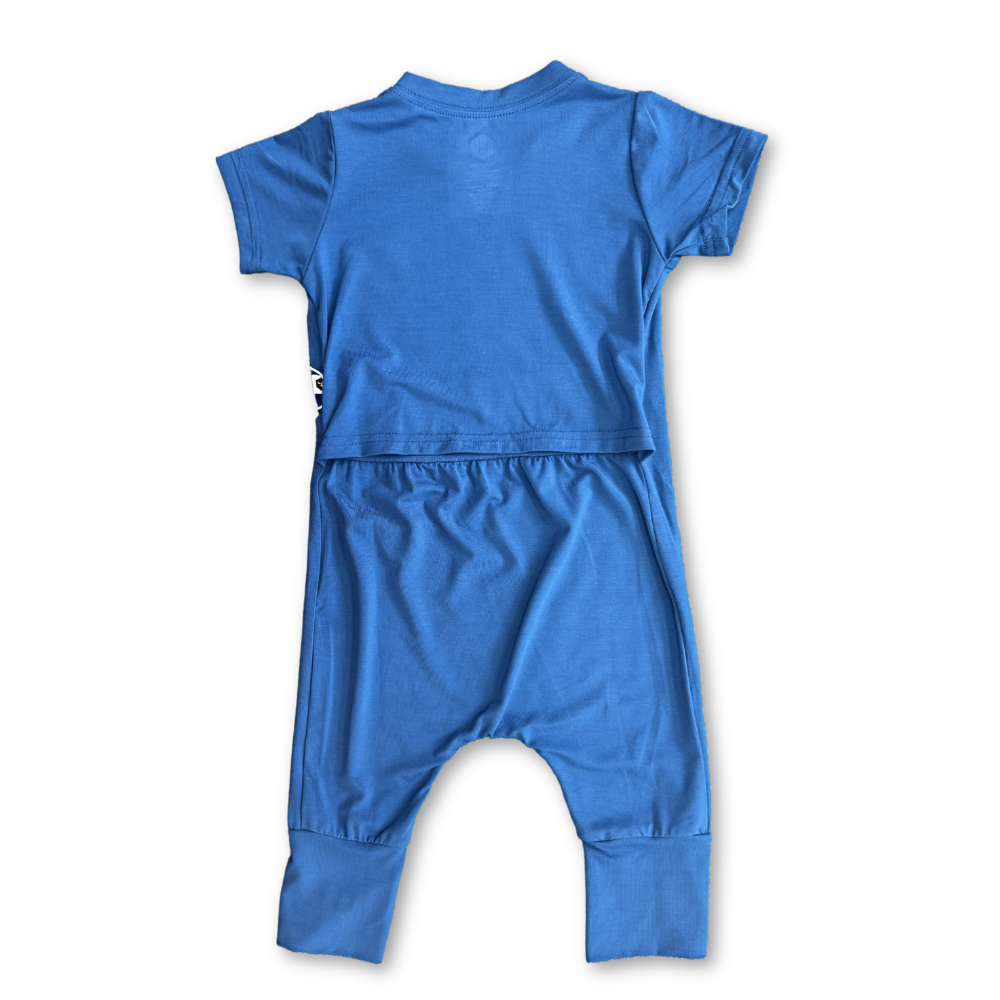 Bamboo Short Sleeve Romper in Twilight Blue
