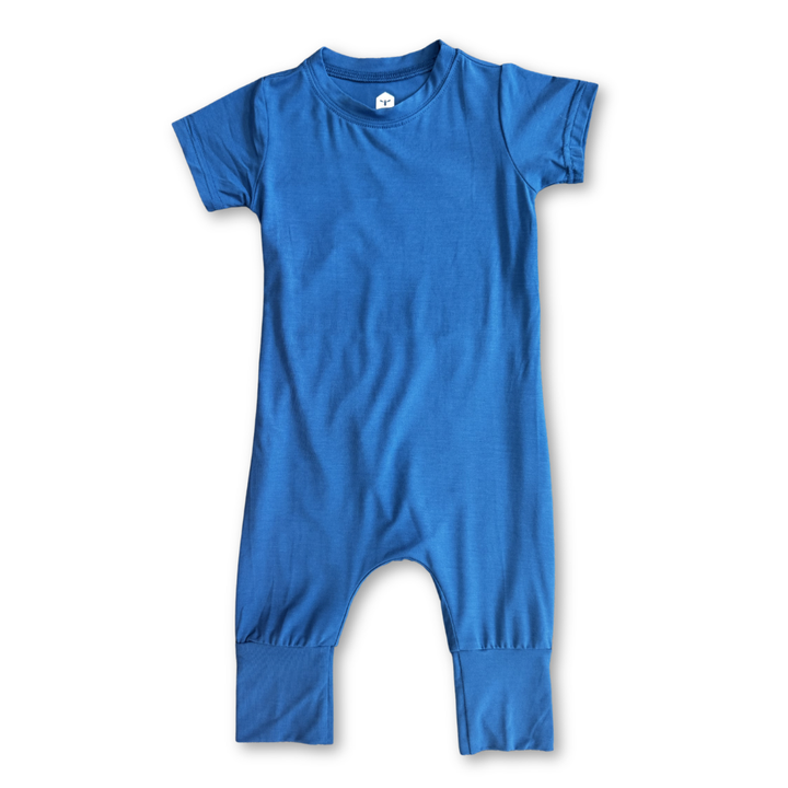 Bamboo Short Sleeve Romper in Twilight Blue