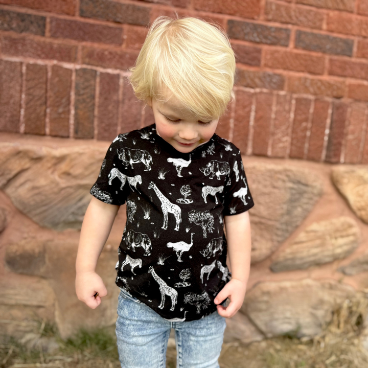 Bamboo Short Sleeve Crew Neck Tee in Safari Adventure